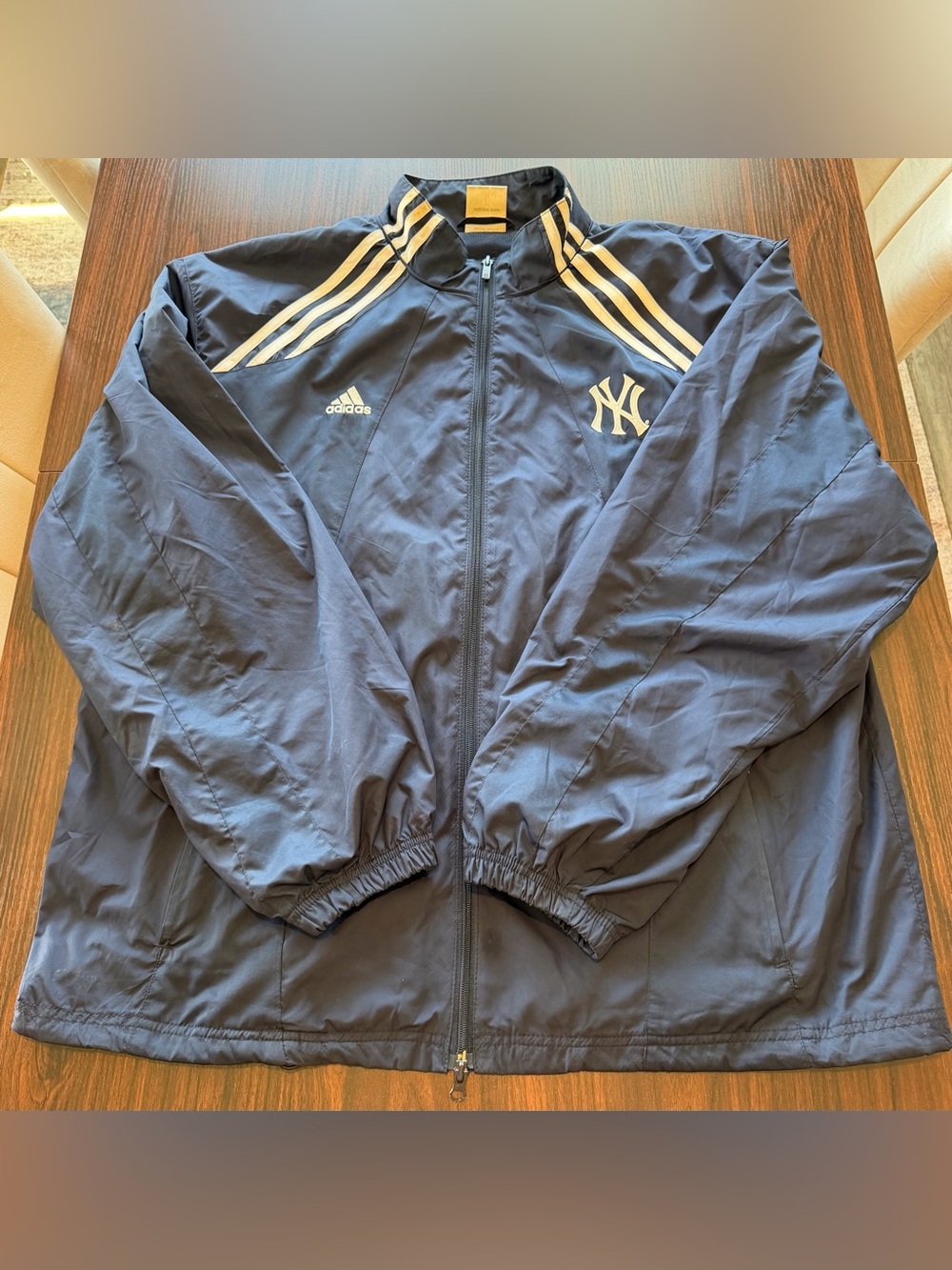 Adidas Navy Vintage Y2K New York Yankees Track Jacket Windbreaker MLB Size XL